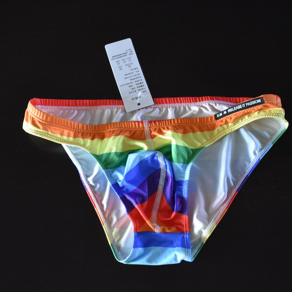 D.M. Mens Rainbow Swim Brief - XL - NWT